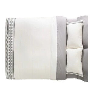 Hearth & Hand Linen Cotton King Size Duvet Cover Black White Embroidered Bedding